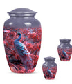 Peacock Theme Large Urn With 2 Keepsake Urn
