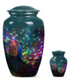 Peacock Theme Large Urn With 1 Keepsake Urn