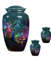 Peacock Theme Large Urn With 2 Keepsake Urn