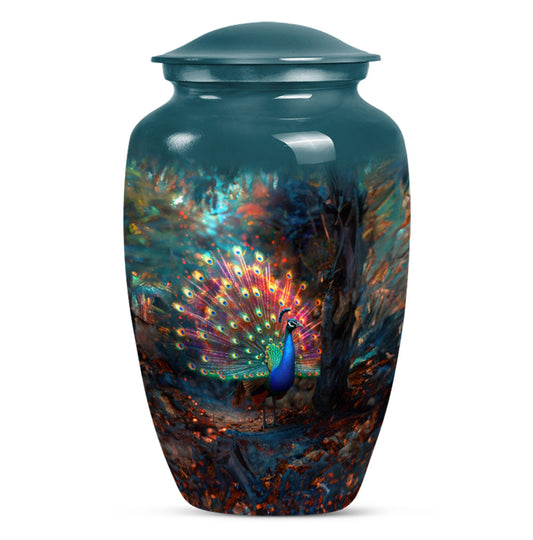 Peacock Theme Large Urn 10 Inch