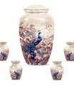 Peacock Theme Large Urn With 4 Keepsake Urn
