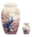 Peacock Theme Large Urn With 1 Keepsake Urn