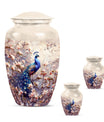 Peacock Theme Large Urn With 2 Keepsake Urn
