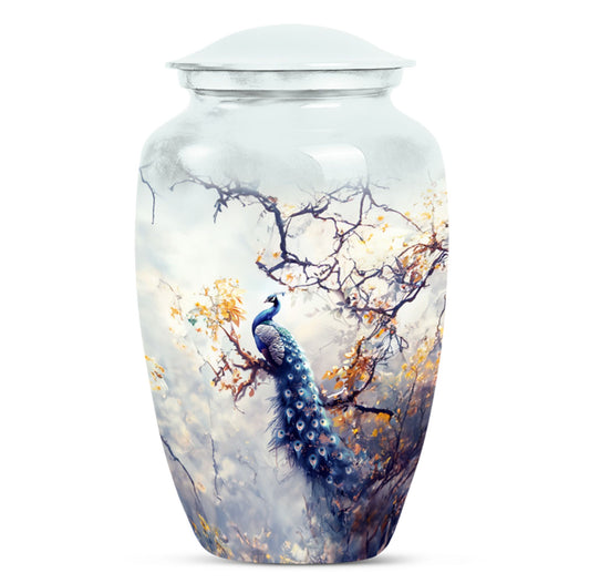 Peacock Theme Large Urn 10 Inch