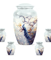 Peacock Theme Large Urn With 4 Keepsake Urn