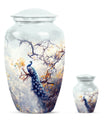 Peacock Theme Large Urn With 1 Keepsake Urn