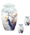 Peacock Theme Large Urn With 2 Keepsake Urn