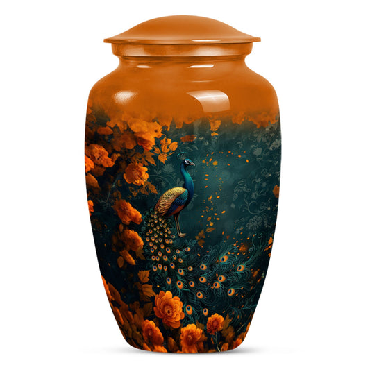 Peacock Theme Large Urn 10 Inch