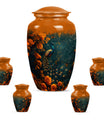 Peacock Theme Large Urn With 4 Keepsake Urn