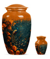 Peacock Theme Large Urn With 1 Keepsake Urn