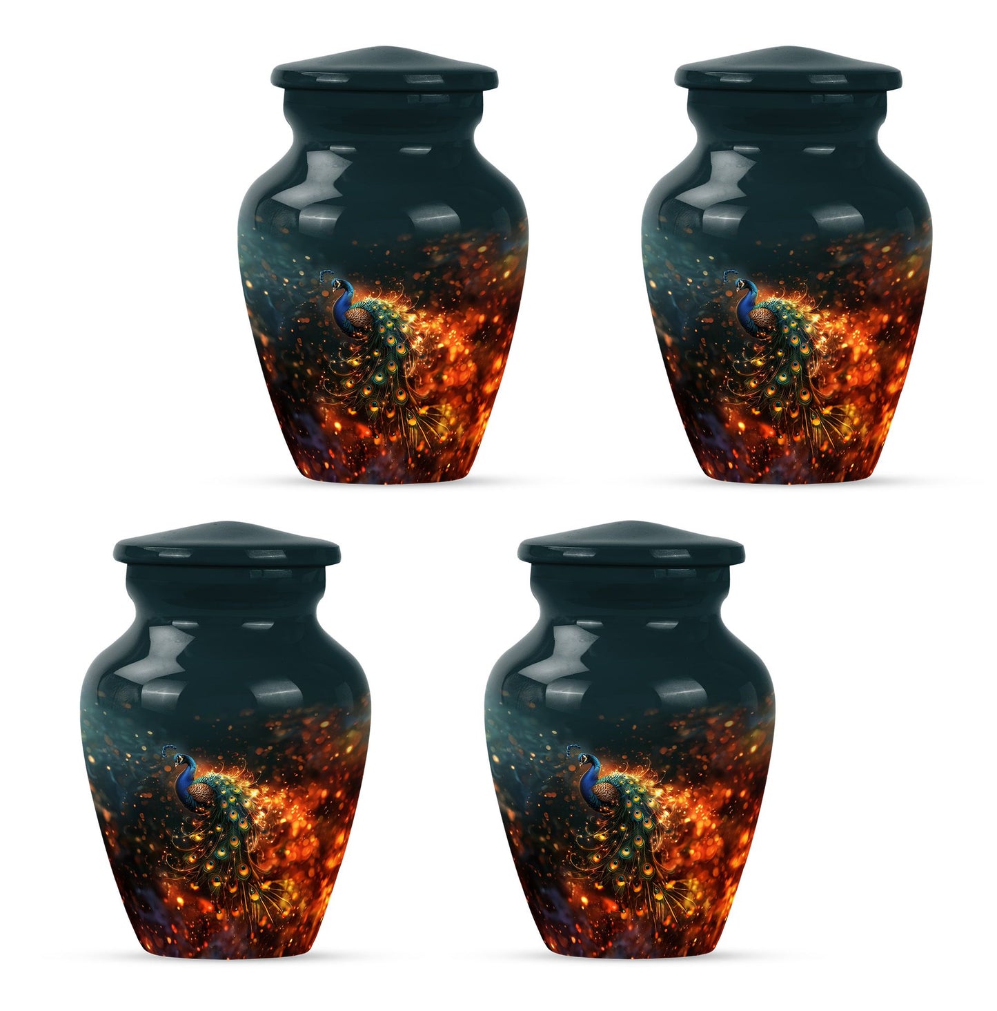 Peacock Theme 3 Inch Keepsake Pack of 4