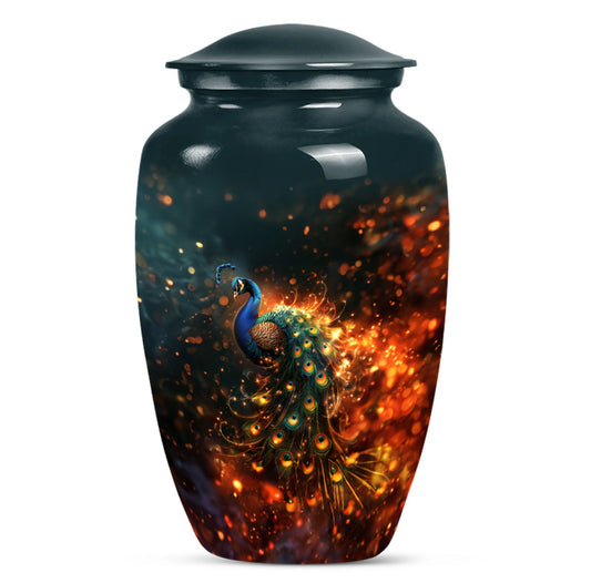 Peacock Theme Large Urn 10 Inch