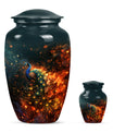 Peacock Theme Large Urn With 1 Keepsake Urn