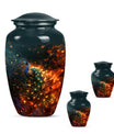 Peacock Theme Large Urn With 2 Keepsake Urn