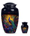 Peacock Theme Large Urn With 1 Keepsake Urn