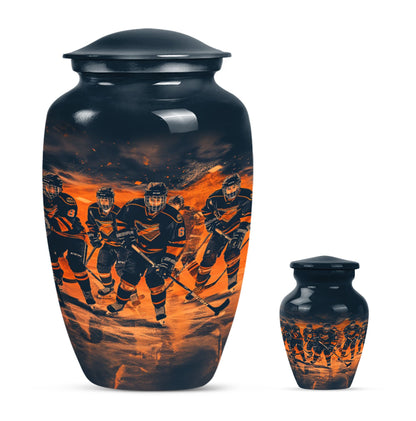 Ice Hockey Theme Large Urn With 1 Keepsake Urn