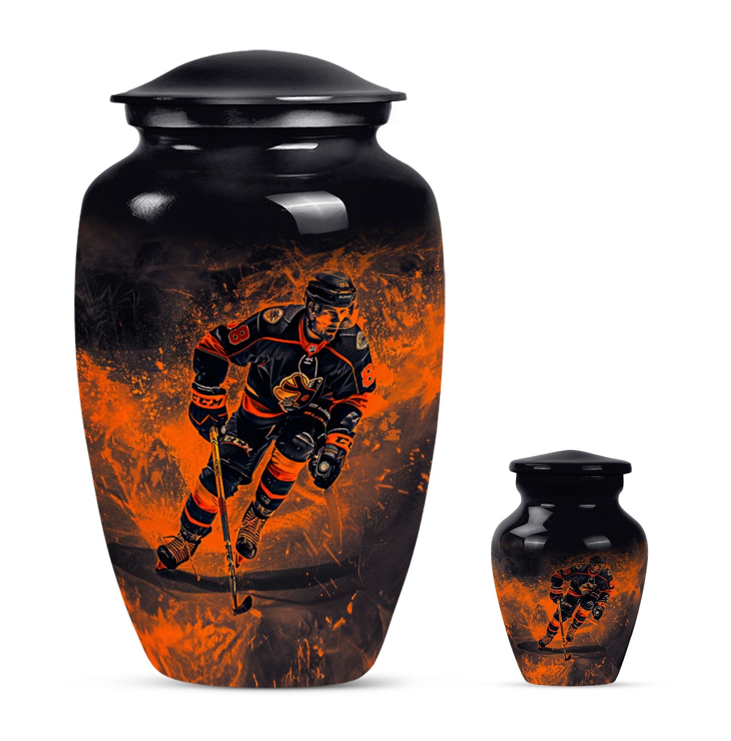 Ice Hockey Theme Large Urn With 1 Keepsake Urn