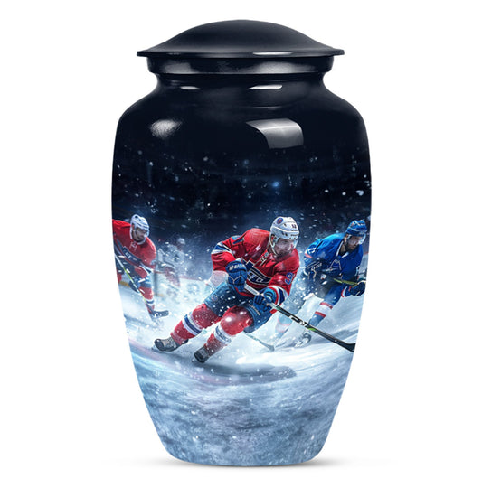 Ice Hockey Theme Large Urn 10 Inch