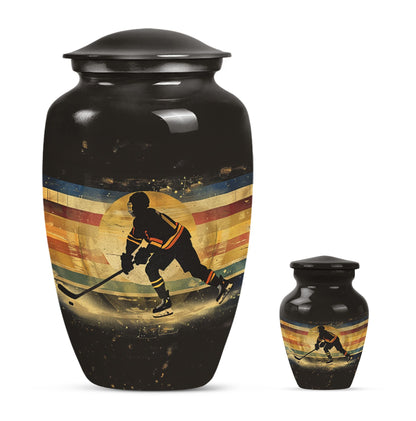 Ice Hockey Theme Large Urn With 1 Keepsake Urn
