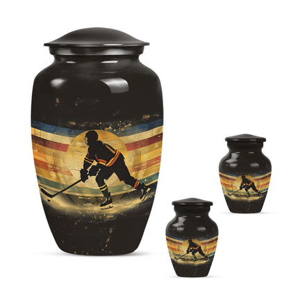 Ice Hockey Theme Large Urn With 2 Keepsake Urn