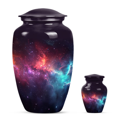 Nebula Galaxy Theme Large Urn With 1 Keepsake Urn