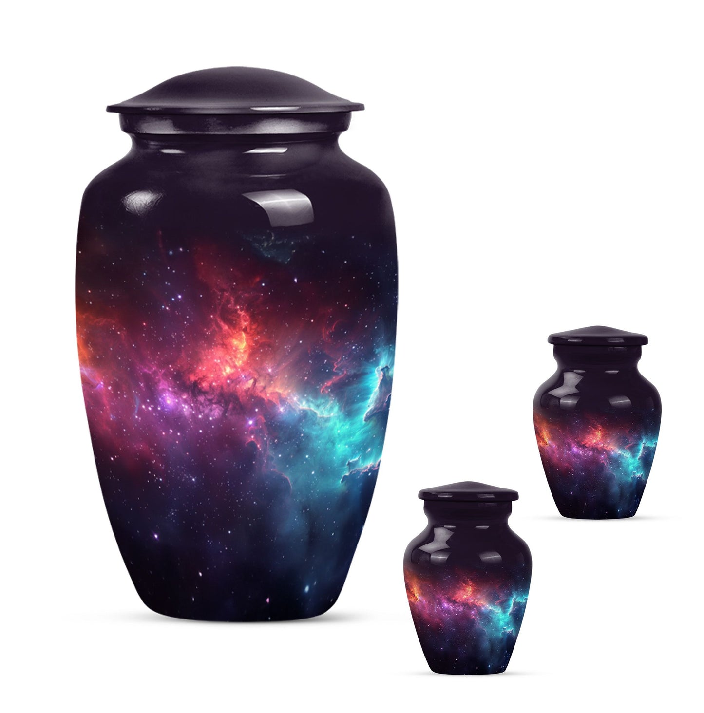 Nebula Galaxy Theme Large Urn With 2 Keepsake Urn