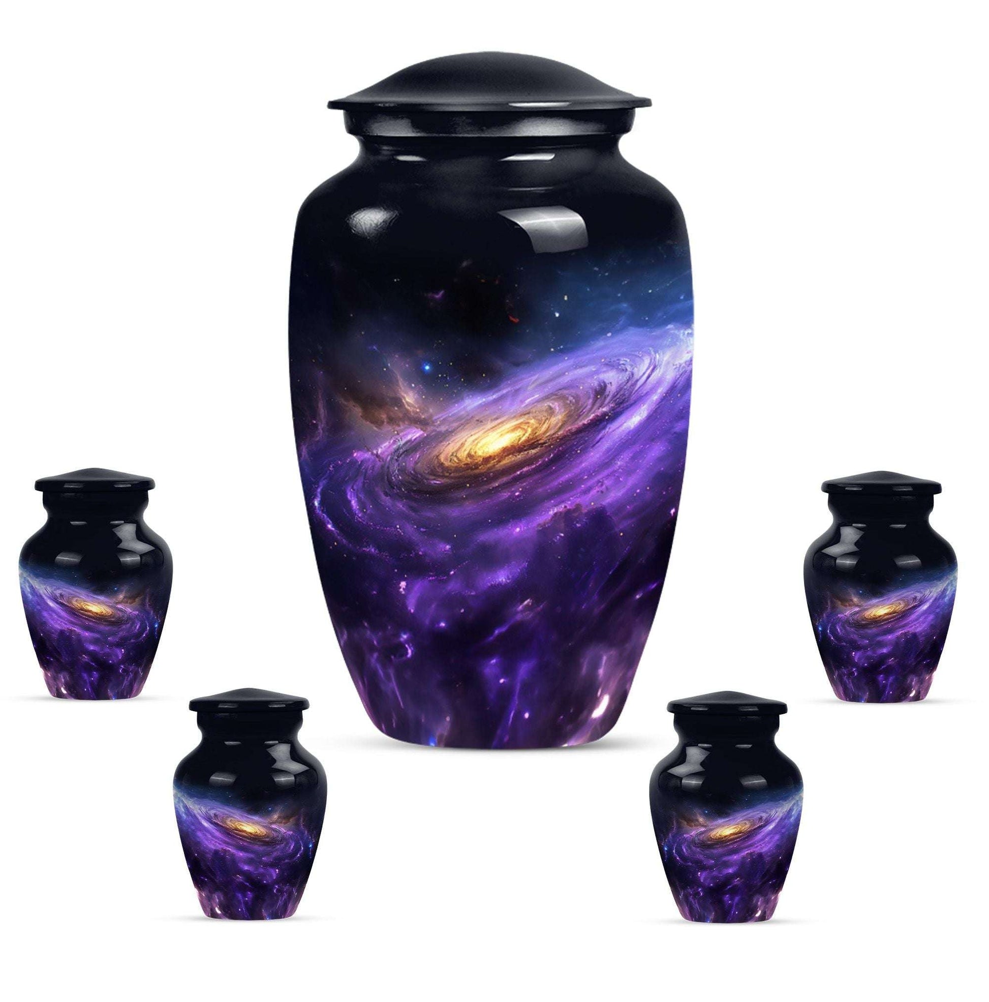 Nebula Galaxy Theme Large Urn With 4 Keepsake Urn