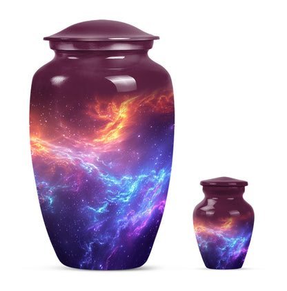 Nebula Galaxy Theme Large Urn With 1 Keepsake Urn