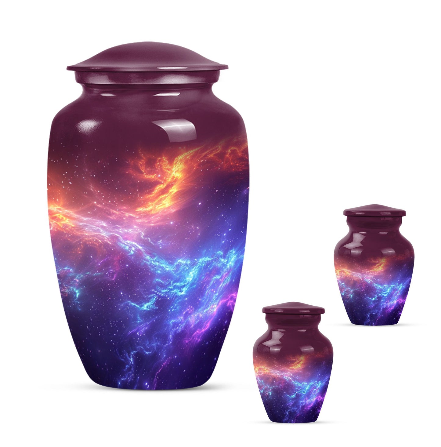 Nebula Galaxy Theme Large Urn With 2 Keepsake Urn