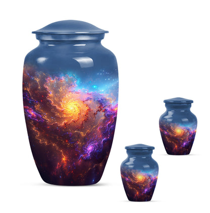 Nebula Galaxy Theme Large Urn With 2 Keepsake Urn
