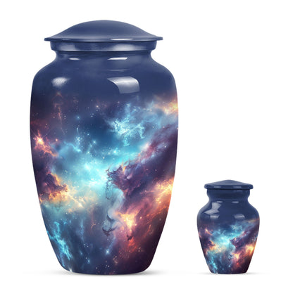 Nebula Galaxy Theme Large Urn With 1 Keepsake Urn