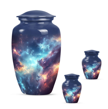 Nebula Galaxy Theme Large Urn With 2 Keepsake Urn