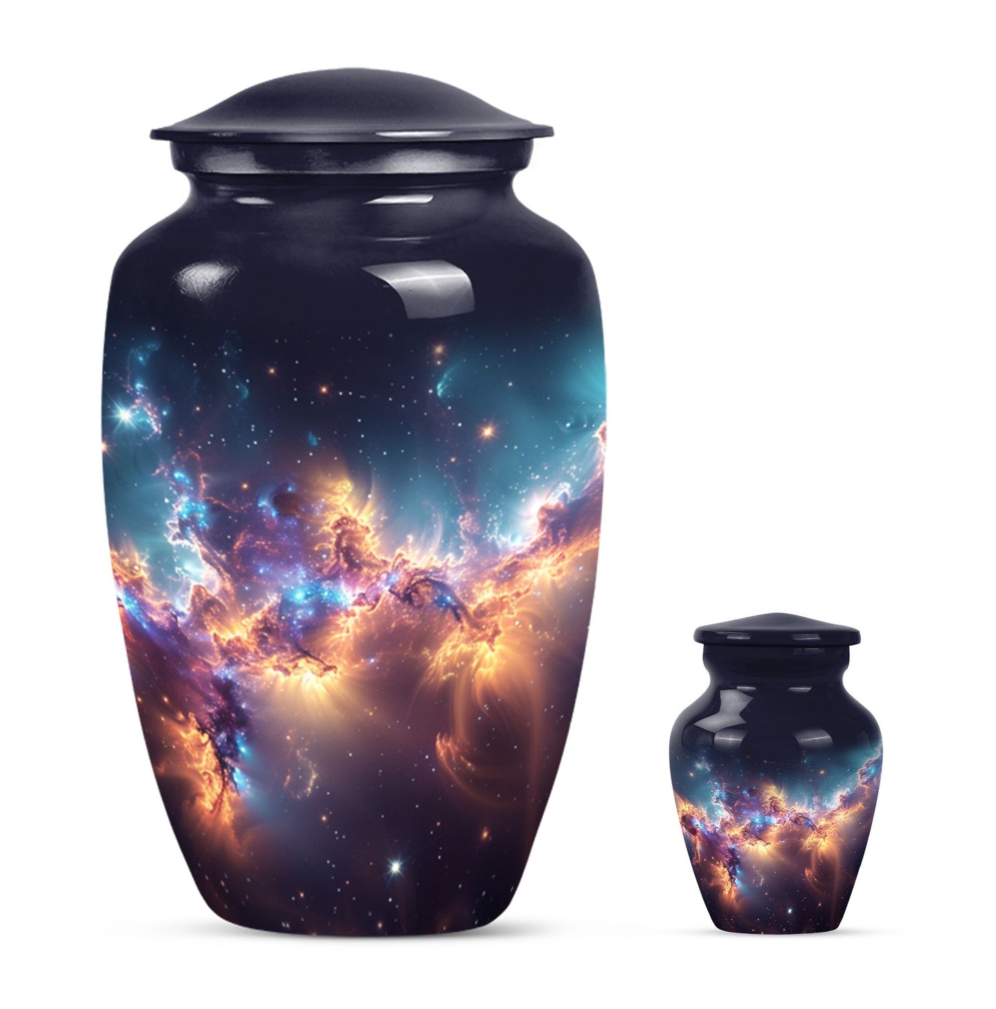 Nebula Galaxy Theme Large Urn With 1 Keepsake Urn