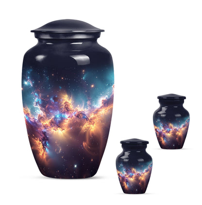 Nebula Galaxy Theme Large Urn With 2 Keepsake Urn