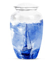Sailboat Artistic Cremation Urn – Blue Large Human Ashes Urn