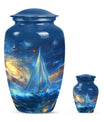 Sail Boat Theme Large Urn With 1 Keepsake Urn