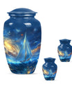 Sail Boat Theme Large Urn With 2 Keepsake Urn