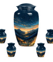Starry Night Theme Large Urn With 4 Keepsake Urn