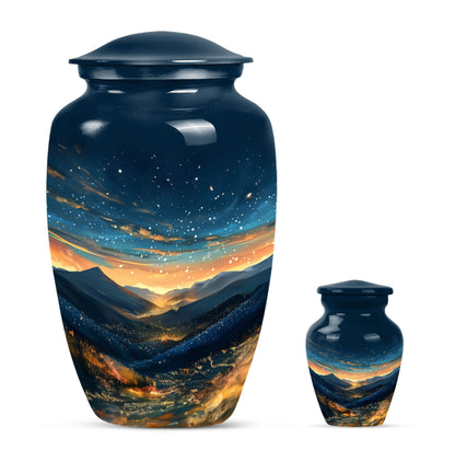 Starry Night Theme Large Urn With 1 Keepsake Urn