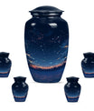 Starry Night Theme Large Urn With 4 Keepsake Urn