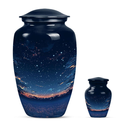 Starry Night Theme Large Urn With 1 Keepsake Urn