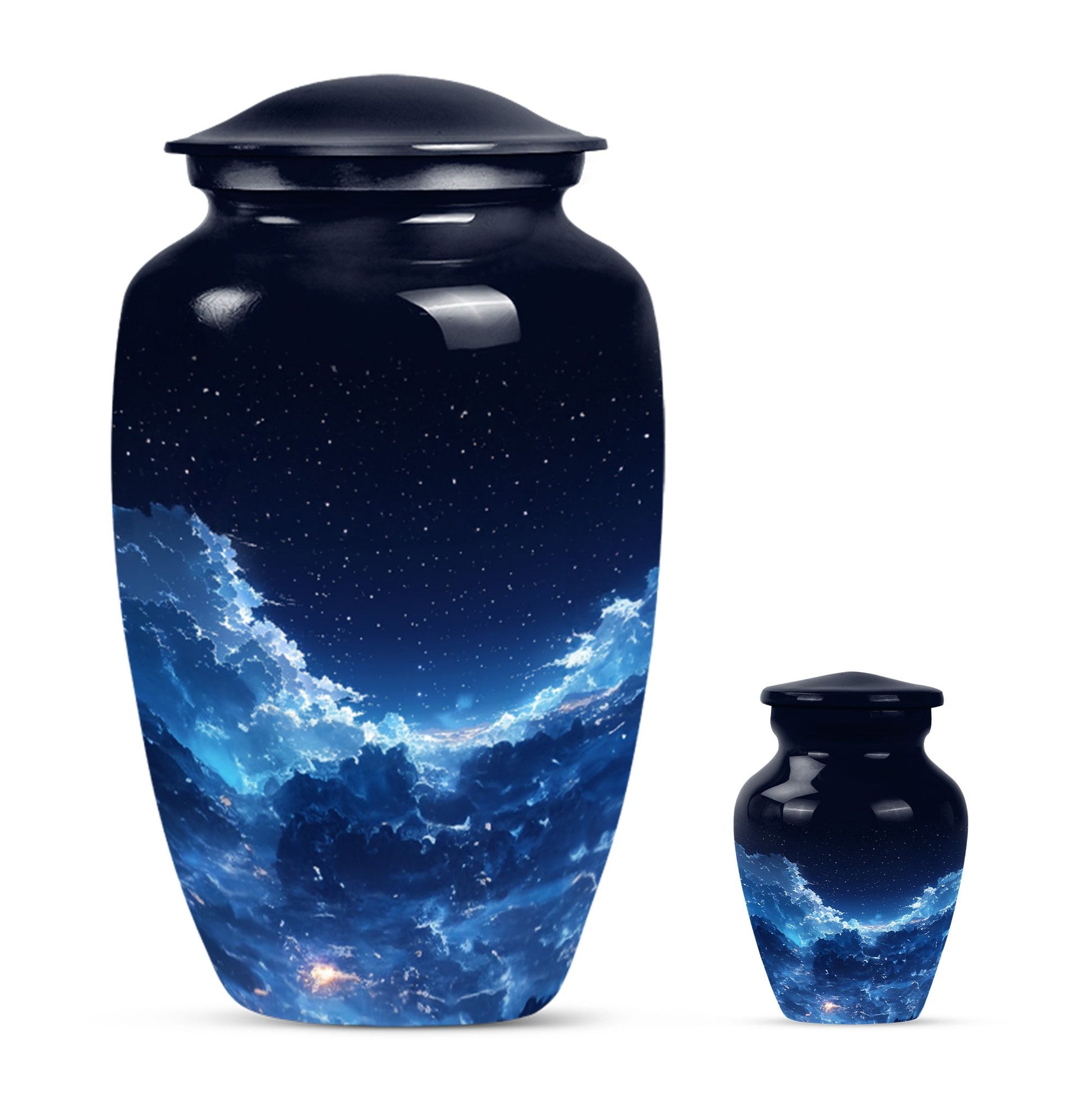 Starry Night Theme Large Urn With 1 Keepsake Urn