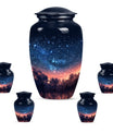 Starry Night Theme Large Urn With 4 Keepsake Urn