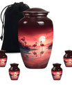 Flamingo Theme Large Urn With 4 Keepsake Urn