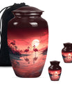 Flamingo Theme Large Urn With 2 Keepsake Urn