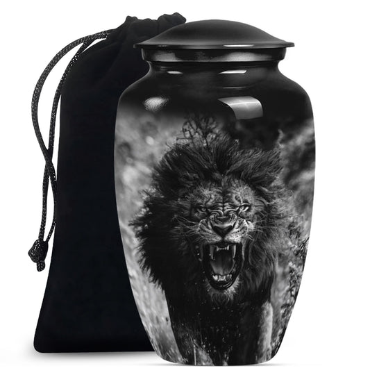 Lion Theme Large Urn 10 Inch