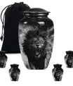 Lion Theme Large Urn With 4 Keepsake Urn