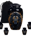Lion Theme Large Urn With 4 Keepsake Urn