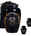 Lion Theme Large Urn With 2 Keepsake Urn