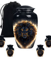 Lion Theme Large Urn With 4 Keepsake Urn